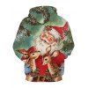 Christmas Santa Deer Print Front Pocket Casual Hoodie - multicolor M