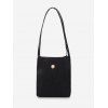 Sac à Bandoulière Texturé Rectangle avec Fausse Perle - Noir 