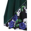 Gothic Contrast Floral Skull Print Bowknot Belted Layered Cami Dress - multicolor A M