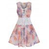 Ensemble de Body Floral Imprimé de Grande Taille à Lacets - Rose 2X