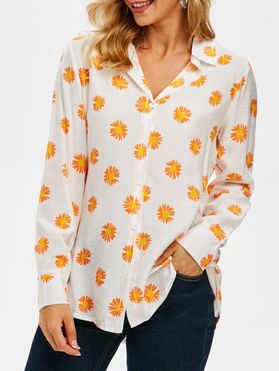 Daisy Print Button Up Shirt