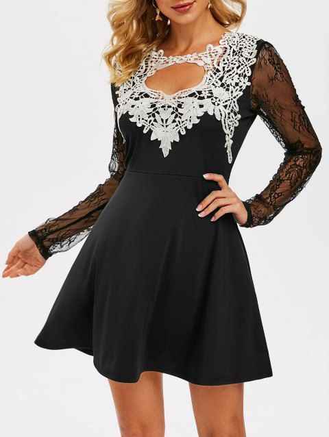 Lace Insert Cut Out Prom Dress