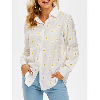 

Daisy Print Button Up Shirt, Yellow