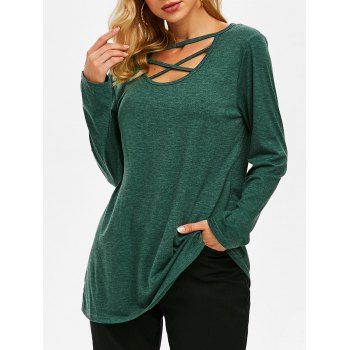 Image of Crisscross Cutout Tunic Top