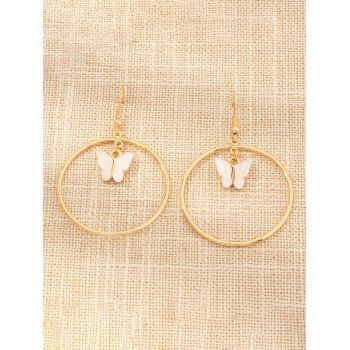 

Butterfly Pendant Circular Drop Earrings, White