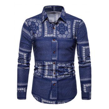

Pin Dot Pattern Block Button Up Vintage Shirt, Navy blue