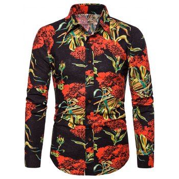 Allover Floral Print Button Up Lounge Shirt