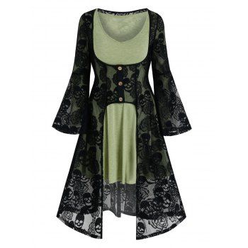 

Halloween Skull Lace Cardigan and Flare Dress, Multicolor a