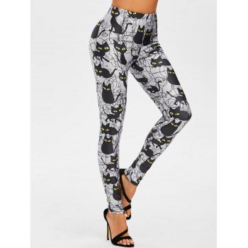 

Halloween Cat Print High Waisted Leggings, Light gray