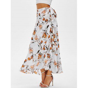 Image of Flower Print Wrap Maxi Skirt