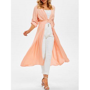 

Slit Front Pintuck Skirted Coat, Orange pink