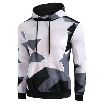 

Diamond Geo Print Casual Hoodie, Black
