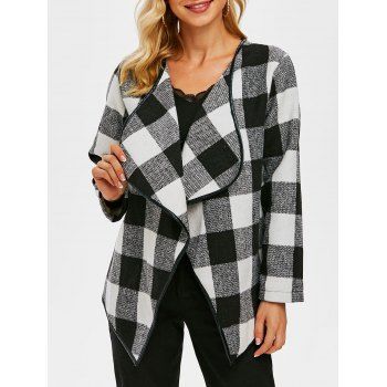 

Checked Draped Tweed Jacket, Black