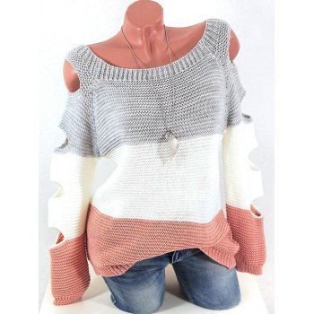 Image of Colorblock Cutout Raglan Sleeve Jumper Sweater