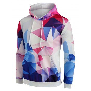 

Colorful Diamond Geo Print Front Pocket Hoodie, Light coffee
