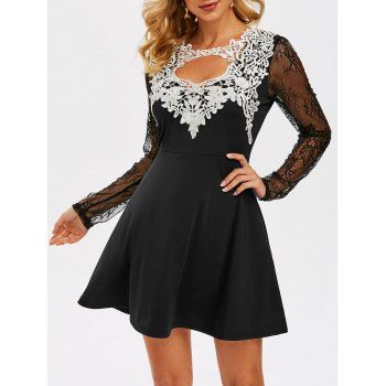 

Lace Insert Cut Out Prom Dress, Black