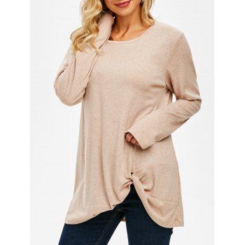 

Twist Front Jersey Tunic Top, Light coffee