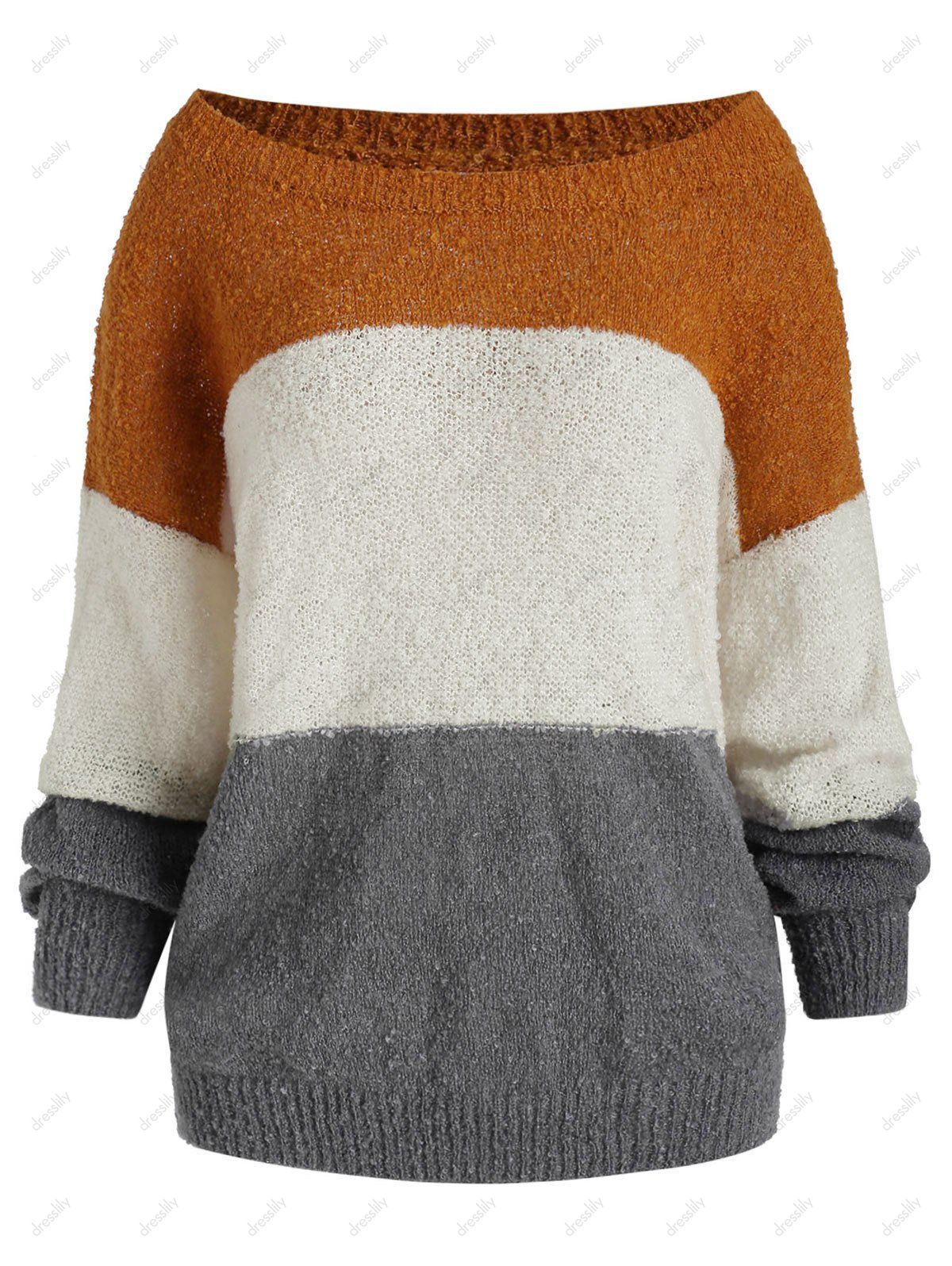 [42% OFF] 2021 Drop Shoulder Colorblock Loose Sweater In Multicolor