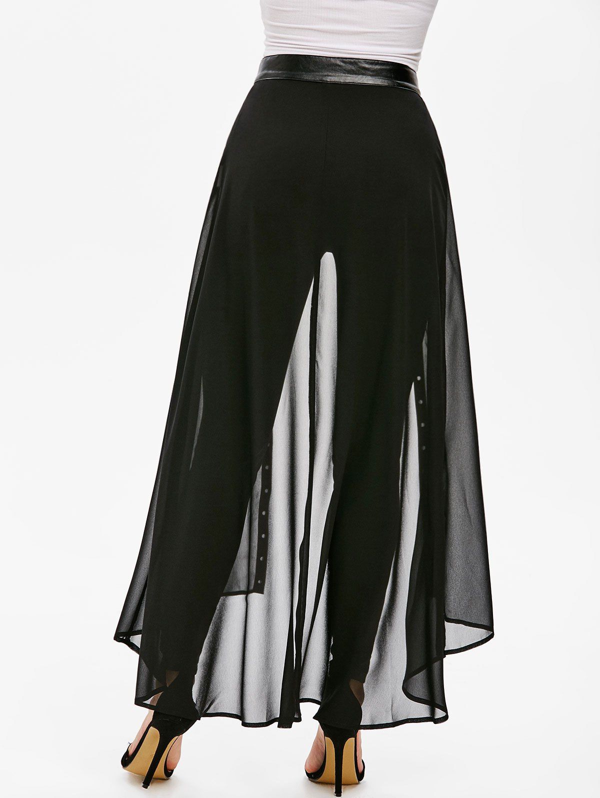 [36% OFF] 2020 Belted Slim Pants With Skirt Overlay In BLACK | DressLily