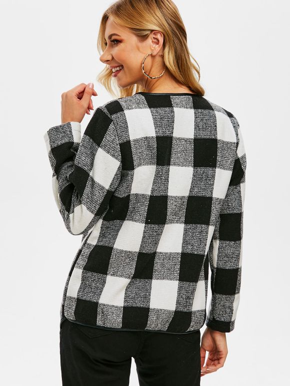 Veste Drapée en Tweed à Carreaux - Noir XL