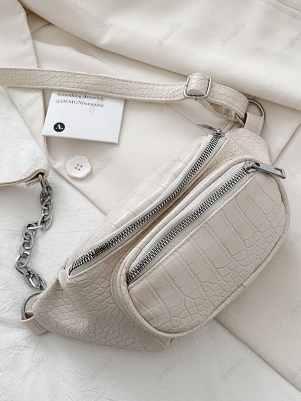 [28% OFF] 2020 Solid Textured Chest Crossbody Bag In WHITE | DressLily