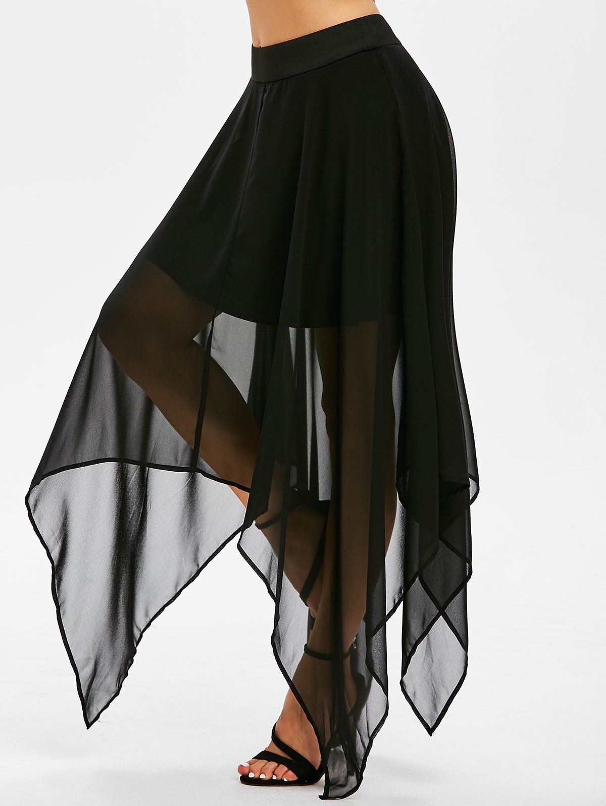 black chiffon handkerchief skirt