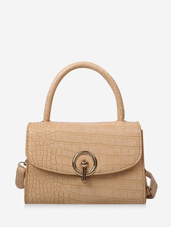 Sac à Main Rectangle Texturé à Rabat - Jaune clair 