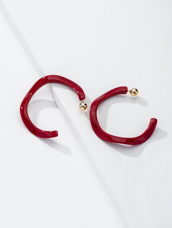 Boucles d'Oreilles Irrégulières Exagérée en Acrylique en Forme de C - Rouge foncé 