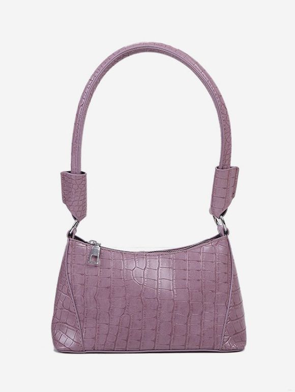 Sac à Bandoulière Rectangle Texturé en Couleur Unie - Violet clair 