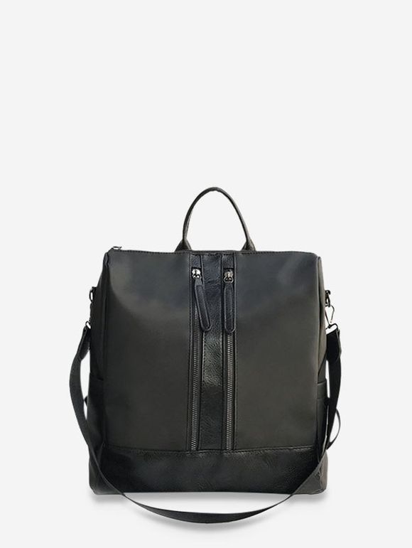 Large Capacity Multifunctional Leather Backpack - BLACK 