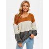 Drop Shoulder Colorblock Loose Sweater - multicolor XL