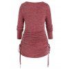 Plus Size Crossover Cinched Ruched Long Sleeve Dress - CHERRY RED 4X