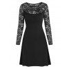 Robe Découpée Fleur en Dentelle Insérée - Noir M