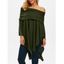 Pull Poncho Plissé à Epaule Dénudée - Vert profond S