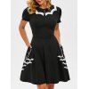 Robe d'Halloween Chauve-souris Imprimé avec Poche Latérale - Noir 2XL
