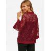 Flower Lace Open Front See Thru Cardigan - DEEP RED S