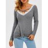 Guipure Insert Criss Cross Twisted Ribbed Knitwear - LIGHT GRAY L