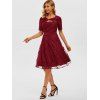 Lace Overlay Twisted Keyhole Dress - RED S