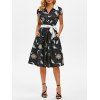 Robe Ceinturée Lune Etoile et Soleil à Mancherons - Noir L