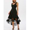 Robe Gothique Haute Basse Panneau en Maille à Volants - Noir M
