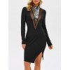 Robe Fourreau Asymétrique Panneau en Maille à Paillettes - Noir XL
