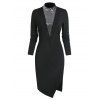 Sequined Mesh Panel Asymmetric Sheath Dress - BLACK 3XL