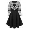 Lace Insert Cut Out Prom Dress - BLACK XL