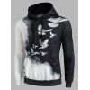 Sweat à Capuche à Imprimé Astronaute Pigeon Poche Kangourou - Noir L