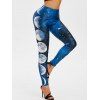 Legging à Taille Haute Eclipse Lunaire Galaxie Imprimés - multicolor XXXL