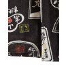 Chemise Vintage Motif de Caractère Chinois à Manches Longues - Noir S