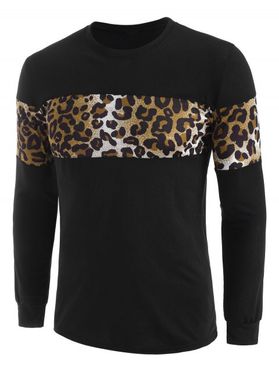 Leopard Panel Crew Neck Lounge Sweatshirt