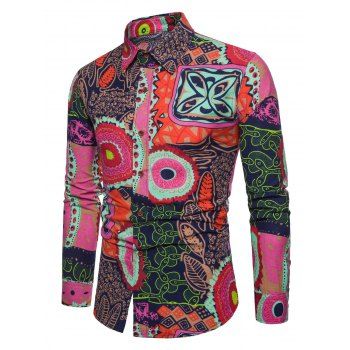 

Seamless Pattern Button Up Casual Shirt, Orange
