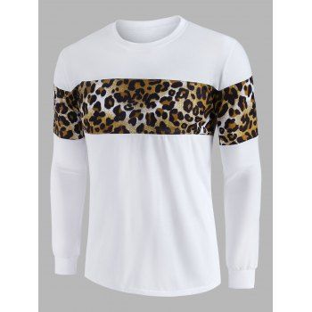 

Leopard Panel Crew Neck Lounge Sweatshirt, White