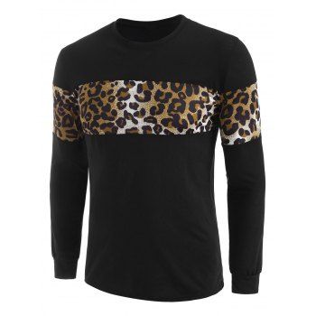 

Leopard Panel Crew Neck Lounge Sweatshirt, Black